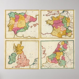 Poster Le Portugal, Espagne, Allemagne, Angleterre,