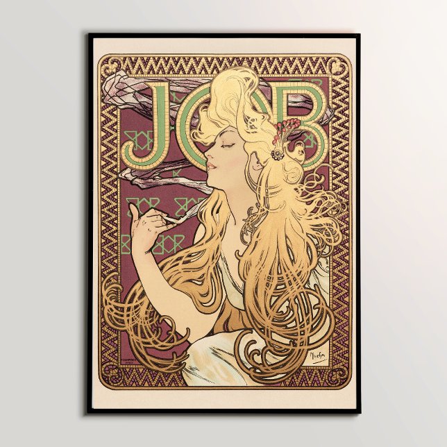 Poster Le pouvoir intemporel du "travail" (1896) par Alph ("From Mythology to Masterpiece: Decoding the Rich Symbolism in 'Job' (1896) by Alphonse Mucha")