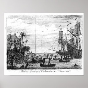 Poster Le premier débarquement de Columbus en Amérique
