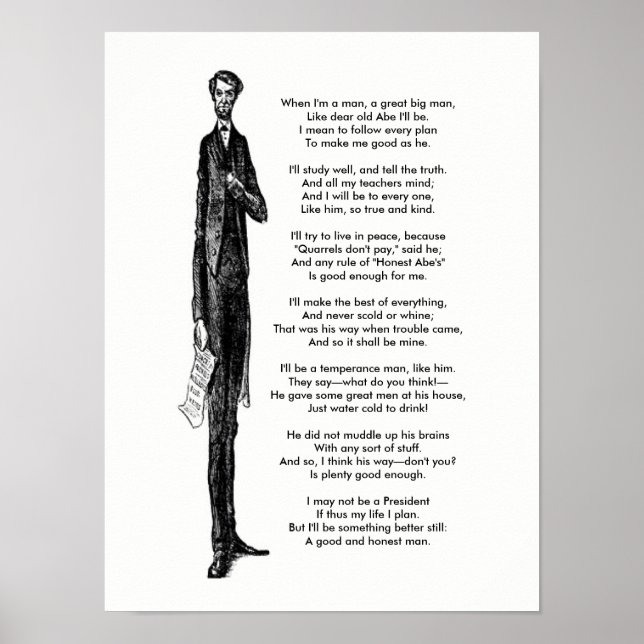 Poster Le Président Abraham Lincoln rend hommage au poème (Devant)