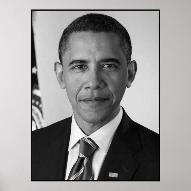 Poster Le président Barack Obama - noir et blanc (Devant)