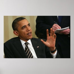 Poster Le président Barack Obama s'entretient avec la pre