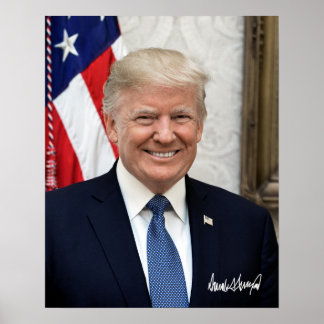 Poster Le Président Donald Trump Avec Sa Signature