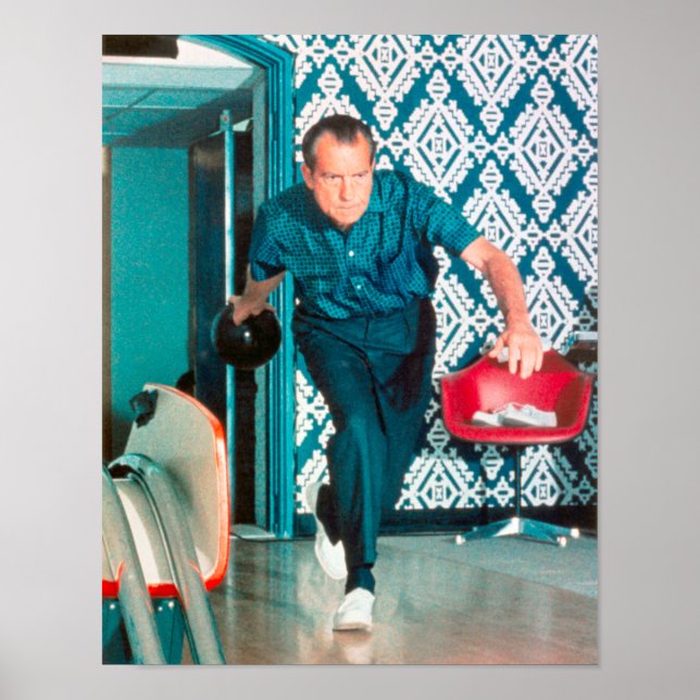 Poster Le Président Richard Nixon Bowling À La Maison Bla (Devant)