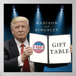 Poster Le président Trump 📜 table cadeau Mariage patriot