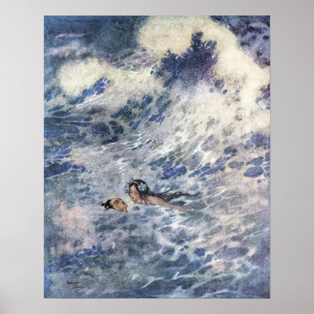 Poster Le prince et la sirène par Edmund Dulac (Devant)