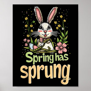 Poster Le Printemps A Sprung Vacances Pâques Drôle Graphi