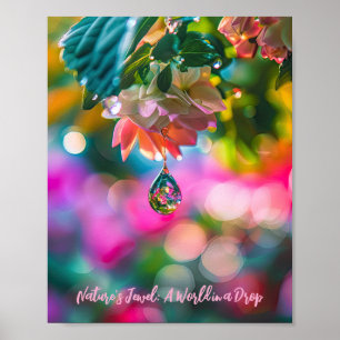 Poster Le prisme de la nature : une goutte d'eau sur le f