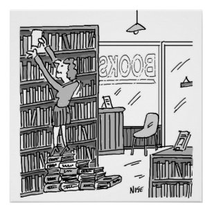 Poster Le propriétaire de librairie fait des pas à partir