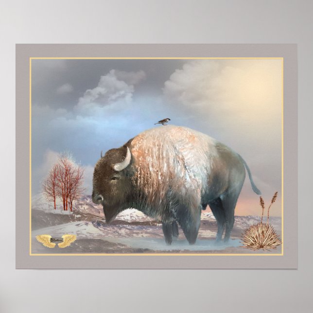 Poster Le puissant bison américain Buffalo (Devant)