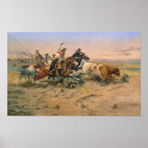 Poster Le Quitter du troupeau de Charles Marion Russell