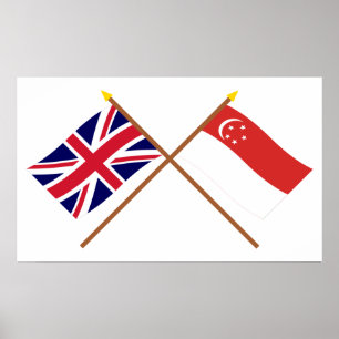 Poster Le R-U et les drapeaux croisés par Singapour