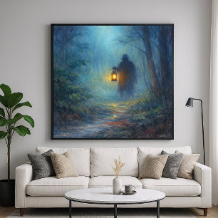 Poster Le Randonneur Solitaire - Style de peinture au pas