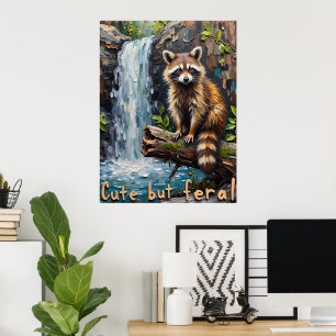 Poster Le Raton laveur "Mignonne mais Férale" de la natur