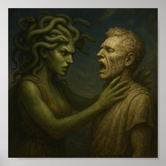 Poster Le regard qui finit - la méduse transforme l'homme