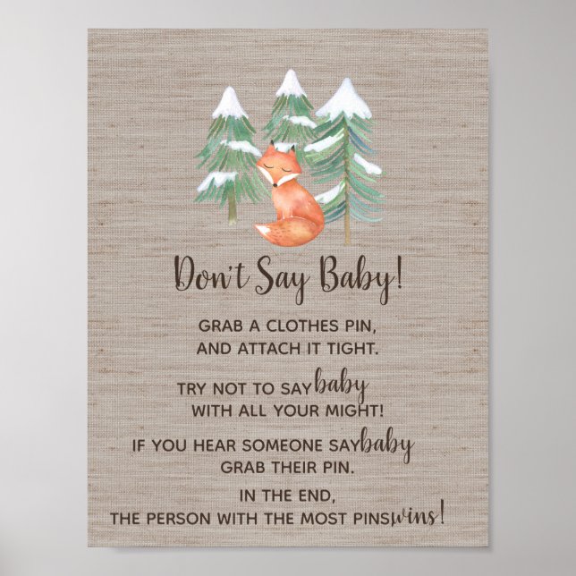 Poster Le renard boisé d'hiver ne dit pas le signe bébé (Devant)