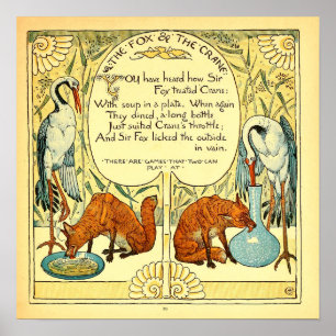 Poster Le renard et la grue Walter Crane