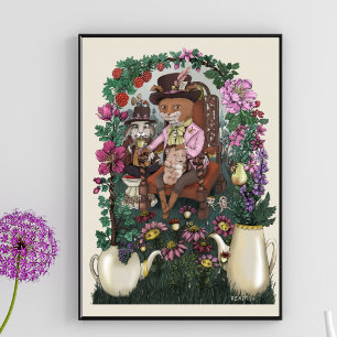 Poster Le renard lunaire a fait le chapeau Alice au pays 