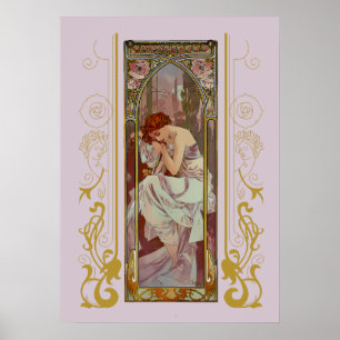 Poster Le repos de la nuit Art Nouveau par Alphonse Mucha