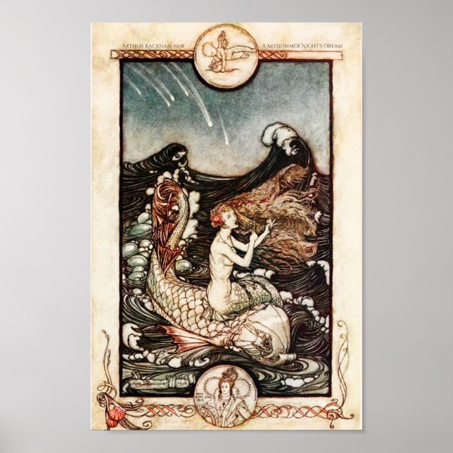 Poster Le rêve de la nuit d'été Mermaids Arthur Rackham (Devant)