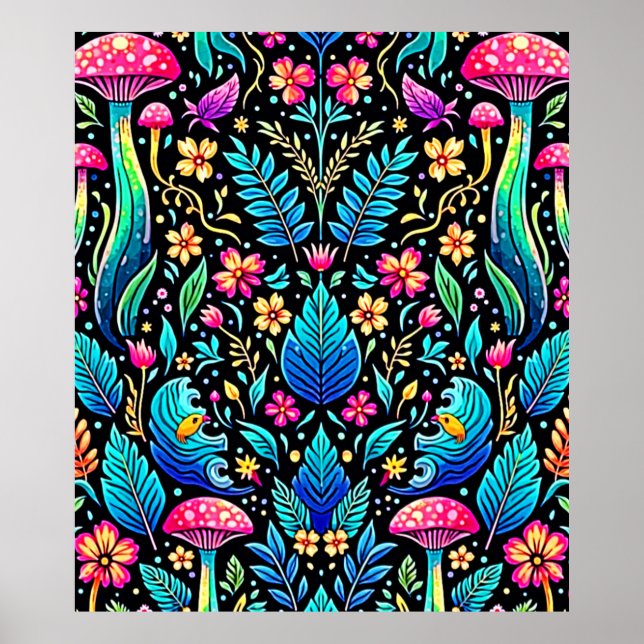 Poster Le rêve enchanté de la forêt de champignons (Devant)