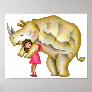 Poster Le rhinocéros veut être gâté par une fille.