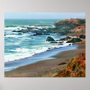 Poster Le rivage de Cambria en Californie à l'automne