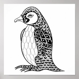 Poster Le Roi artistique pingouin Zendoodle 2