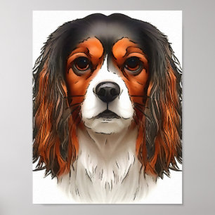 Poster Le roi Charles Cavalier Spaniel Portrait pour anim