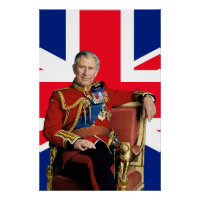 Le roi Charles III avec drapeau britannique