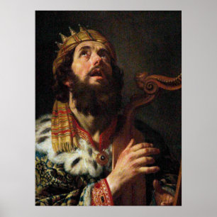 Poster 'Le roi David jouant de la harpe'