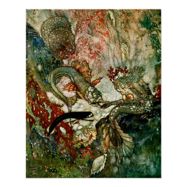 Poster "Le roi de la sirène" par Edmund Dulac (Devant)