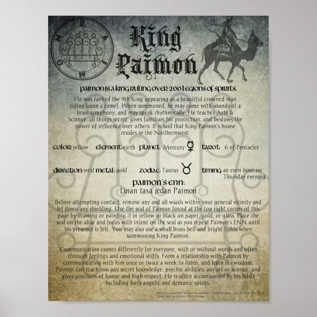 Poster Le roi Paimon Goetia démonique (Devant)