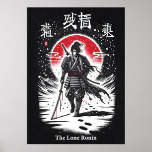 Poster Le Ronin Solitaire, Samouraï, Art de Tatouage d'An