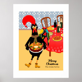 Poster Le Rooster Portugais aime le gâteau du roi