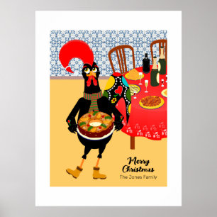 Poster Le Rooster Portugais aime le gâteau du roi