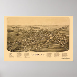 Poster Le Roy, NY Carte panoramique - 1892
