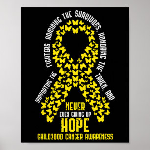Poster Le Ruban Cancer De L'Enfance Ne Jamais Abandonner