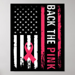 Poster Le ruban rose American Drapeau Prix du cancer du s
