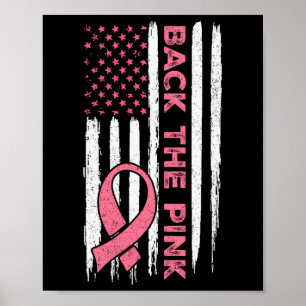 Poster Le ruban rose American Drapeau Prix du cancer du s