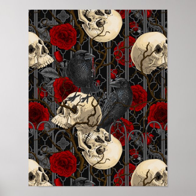 Poster Le secret de Raven. Illustration gothique sombre e (Devant)