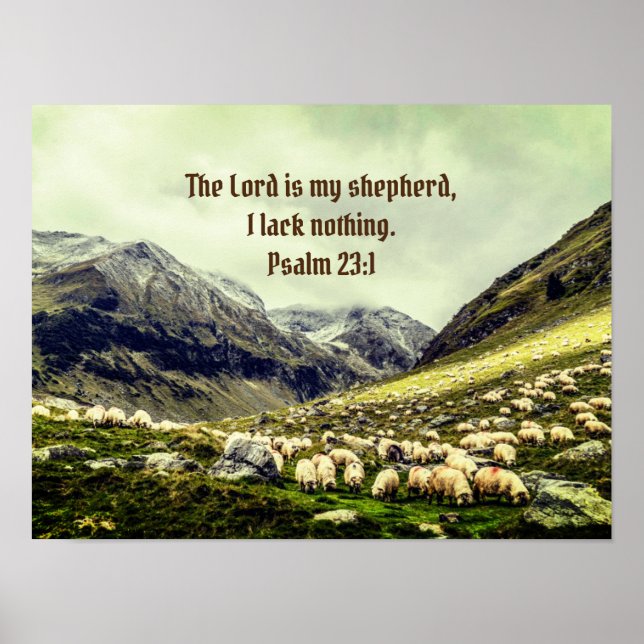 Poster "Le Seigneur est mon Berger" Psaume 23:1 (Devant)