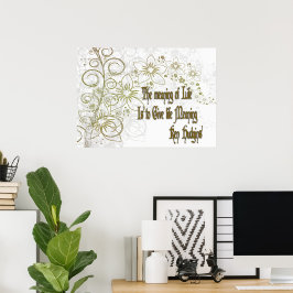 Poster Le Sens de la Vie : Floral Doré Inspirant