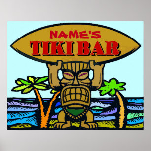 Poster Le signe de barre de Tiki, ajoutent le nom