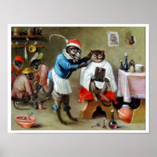 Poster Le singe barbier