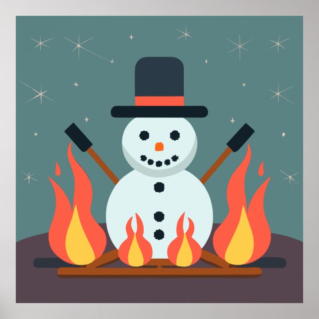 Poster Le Snowman au camping (Devant)