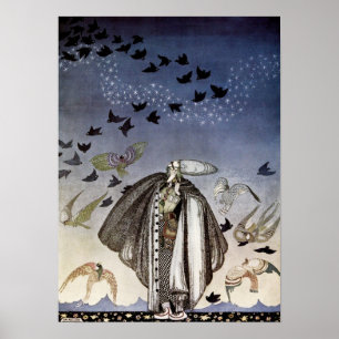 Poster Le soldat sifflé et une volée des oiseaux sont