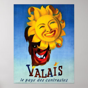 Poster Le soleil de sourire au Valais, Suisse, voyage