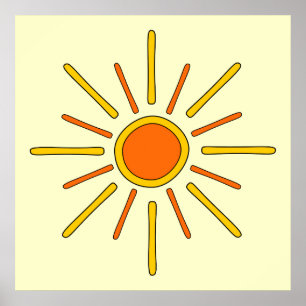 Poster Le soleil d'été. Jaune et orange