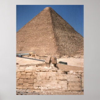Poster Le Sphinx et la Grande Pyramide à Gizeh